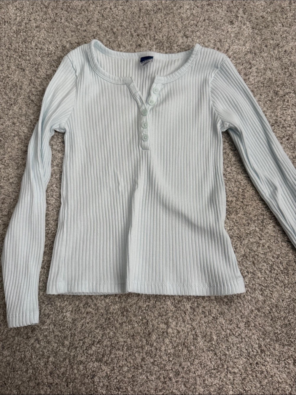 Old Navy Light Blue Ribbed Long Sleeve Henley Tee